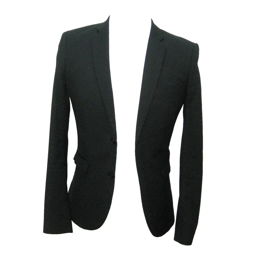 OODJI Sport Coat Mens Size 36 Solid Black 2 Button Blazer Suit Jacket 5 Pockets